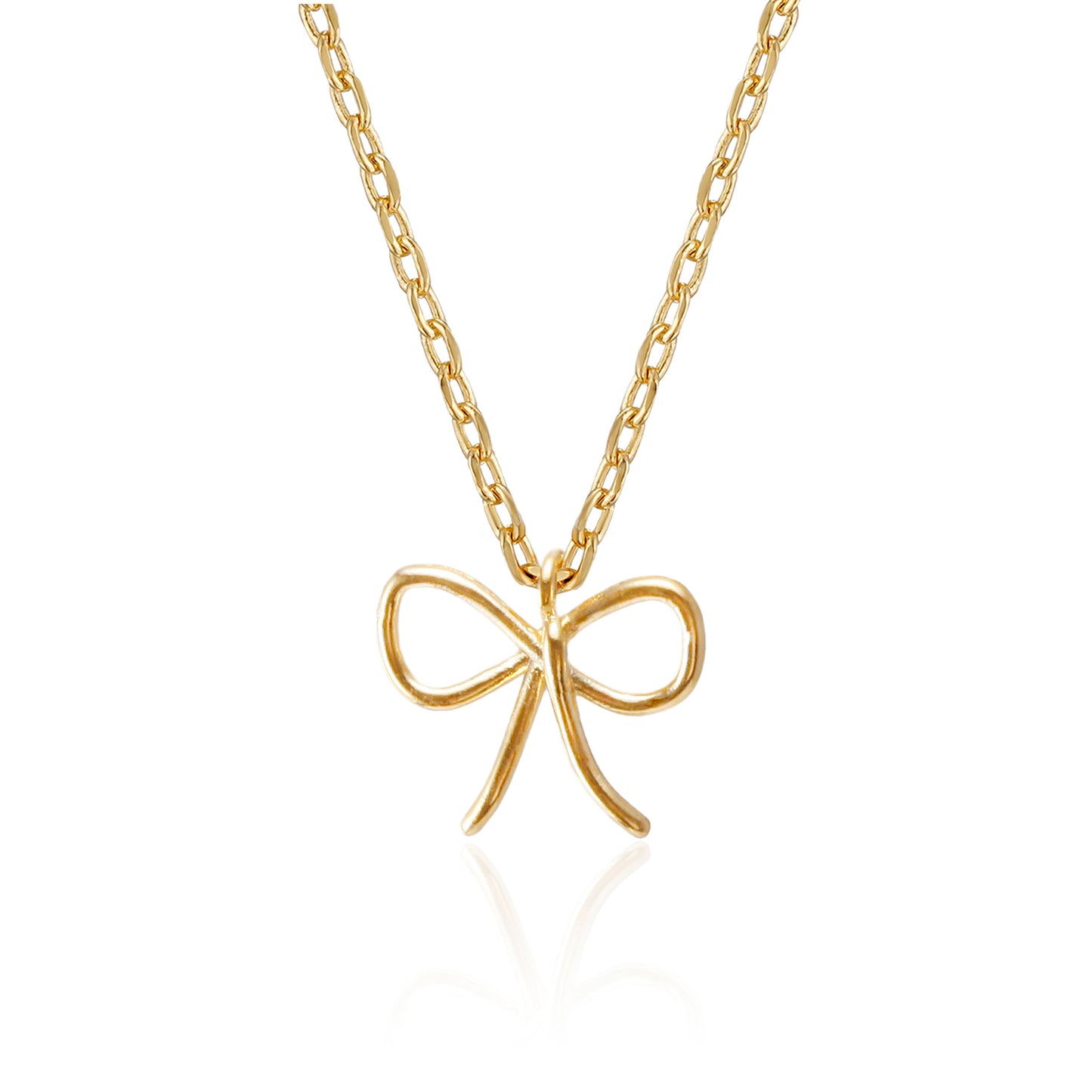 Wire Bow Tie Ribbon Pendant Charm Necklace