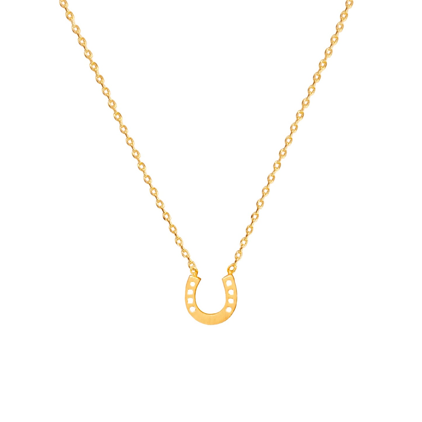 Horseshoe Tiny 4 Punch Pendant Necklace
