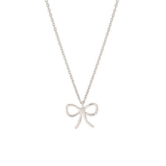 Wire Bow Tie Ribbon Pendant Charm Necklace