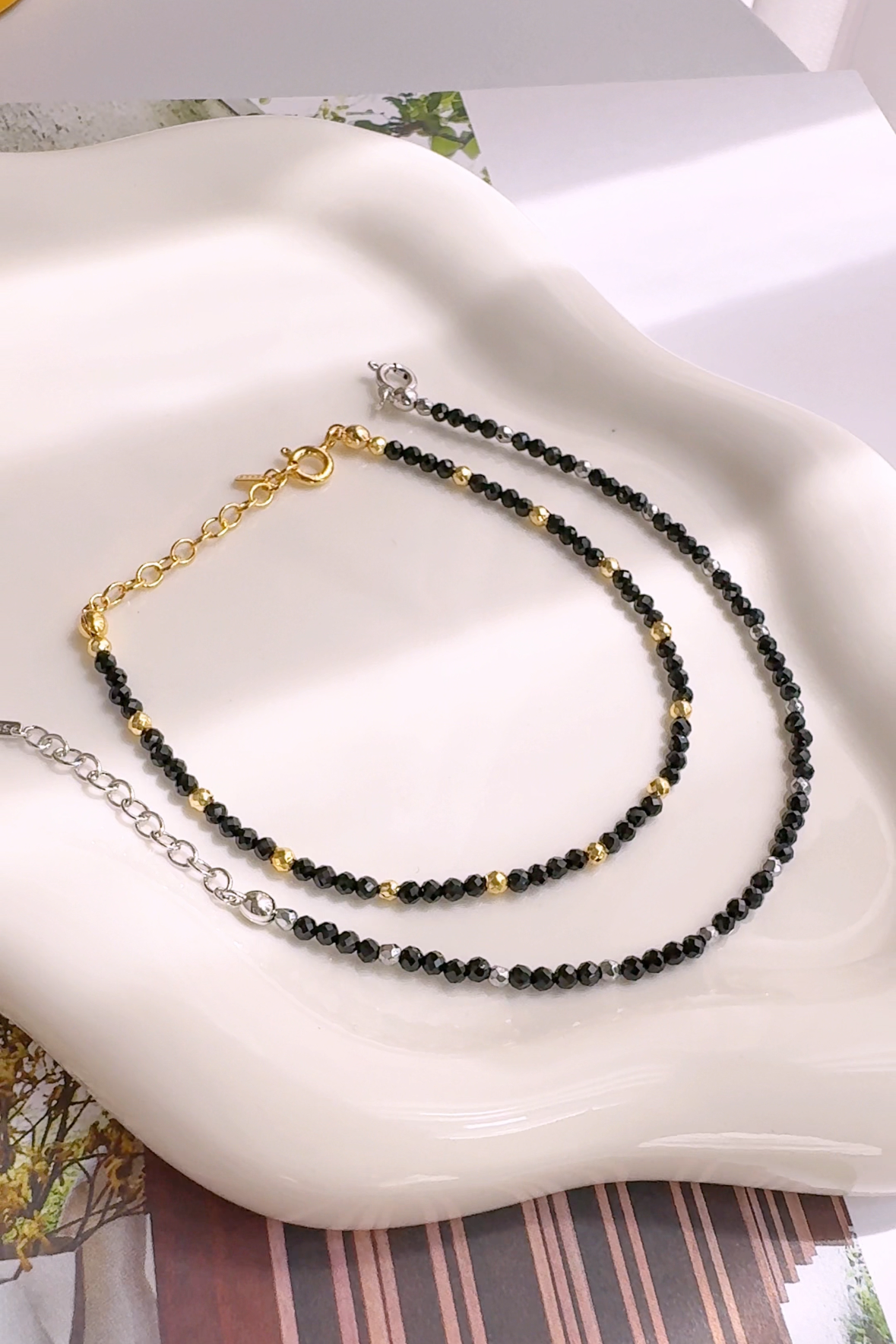 Black Spinel Gemstone Beads Bracelet