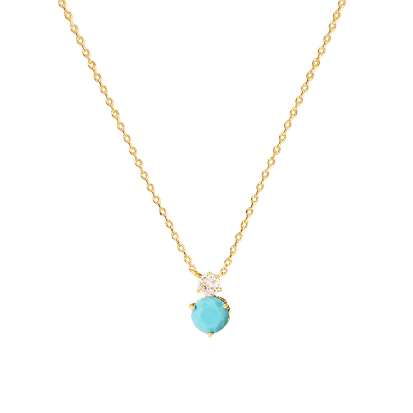 Birthstone with Cubic Zirconia Bezel Pendant Necklace