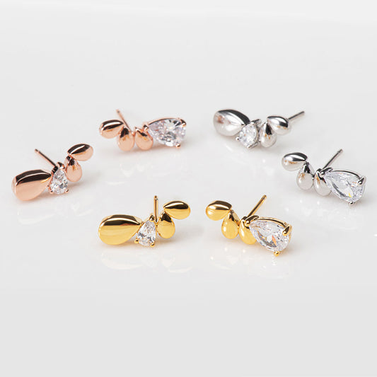 Oval Teardrops CZ Stud Earrings