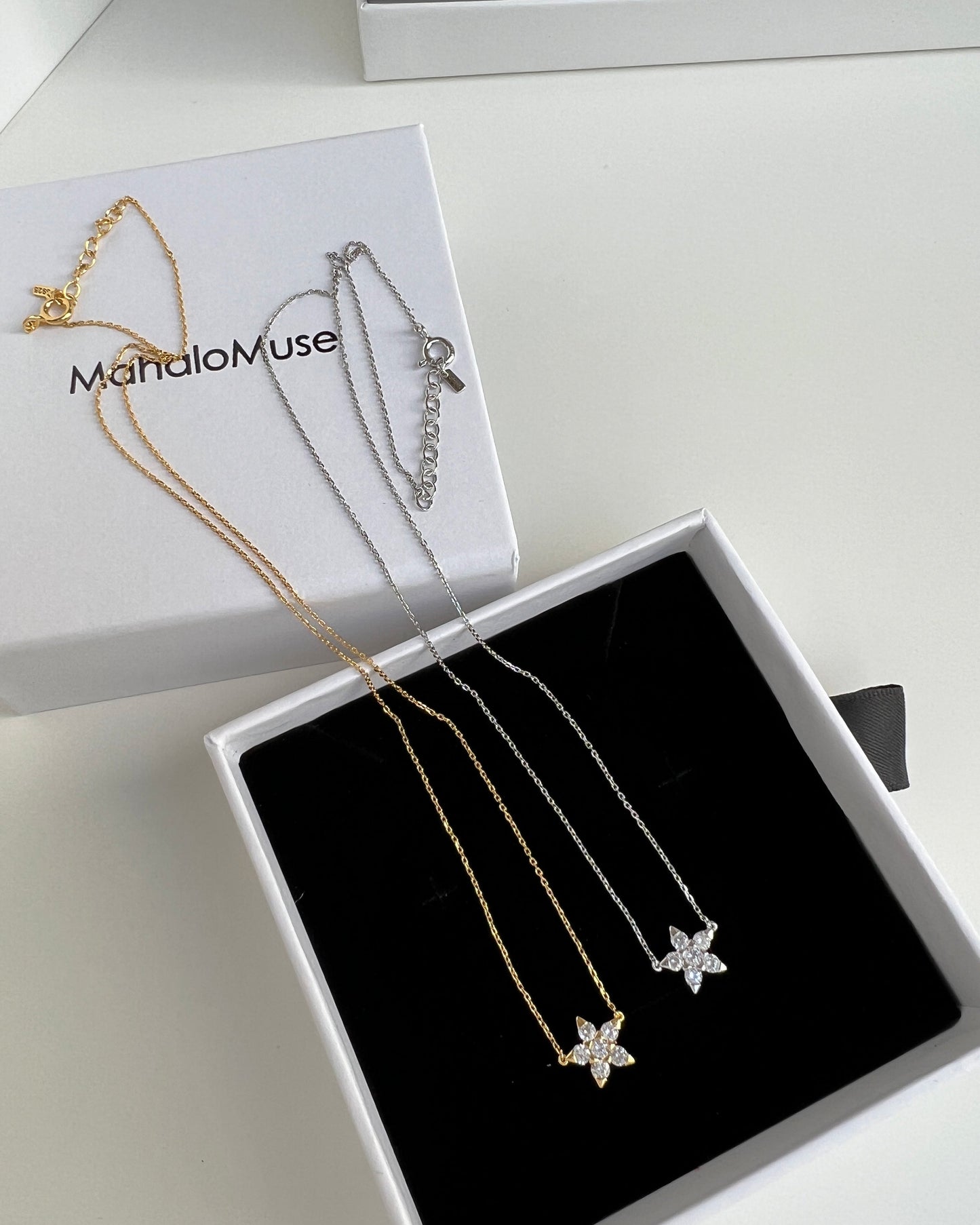 Five Leaves Flower CZ Necklace