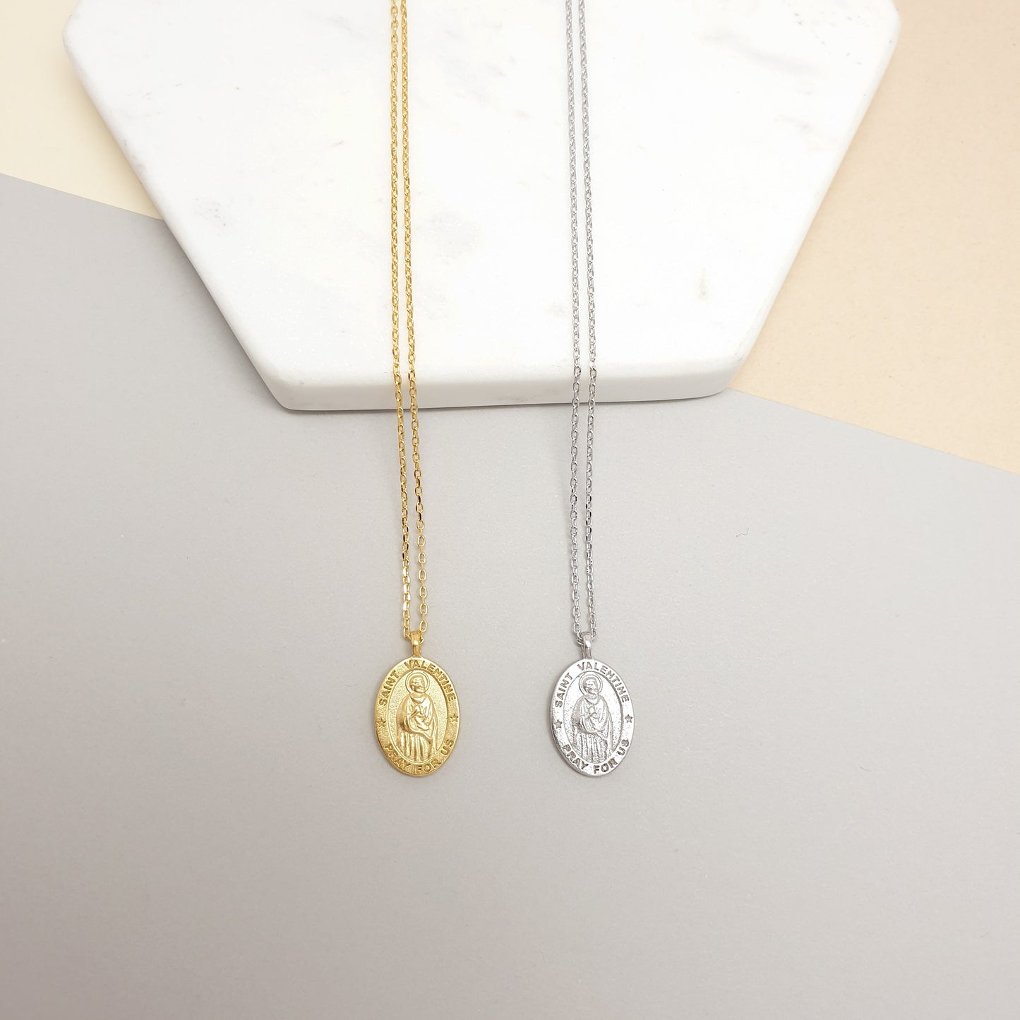 Medallion Pray For Us St Valentine Necklace
