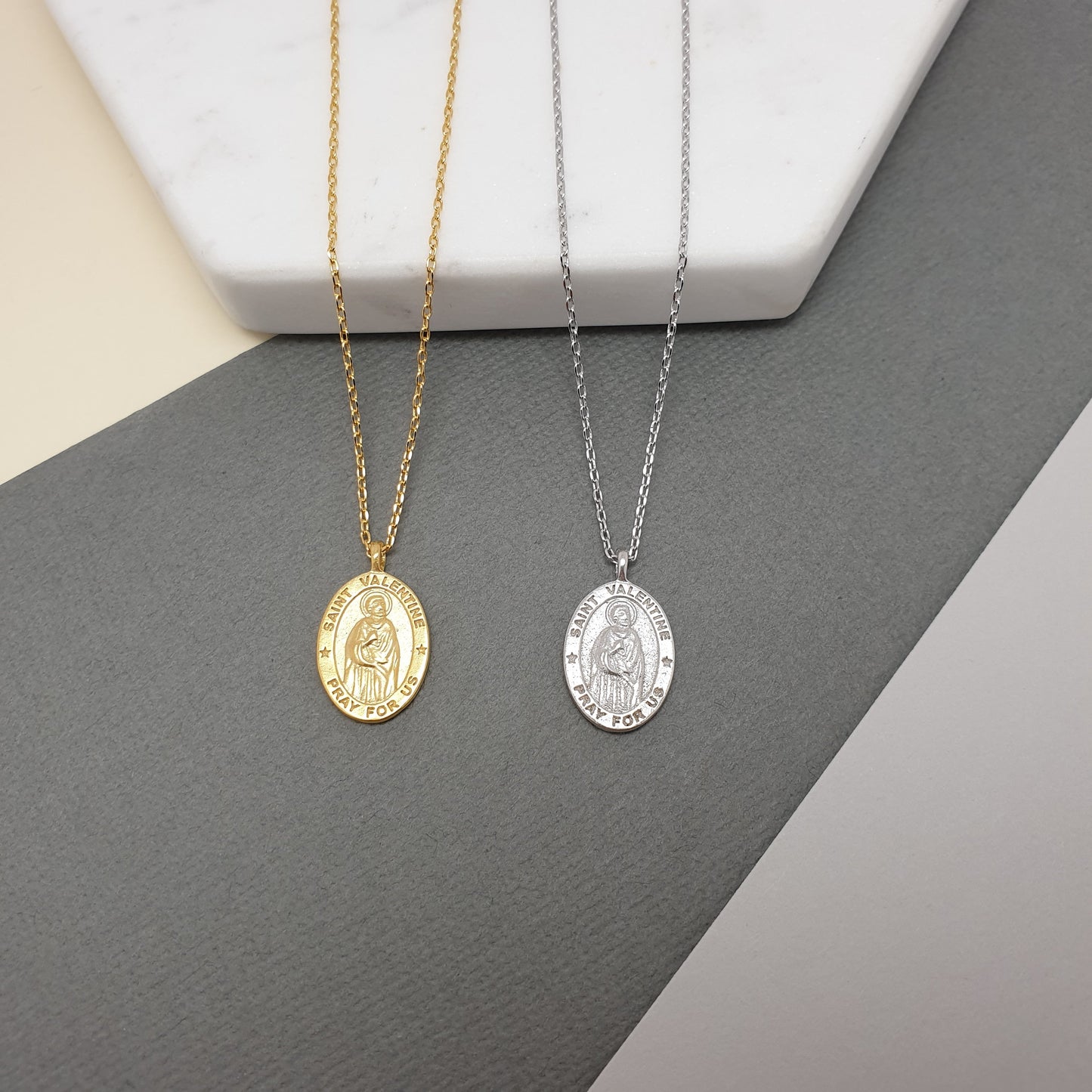Medallion Pray For Us St Valentine Necklace