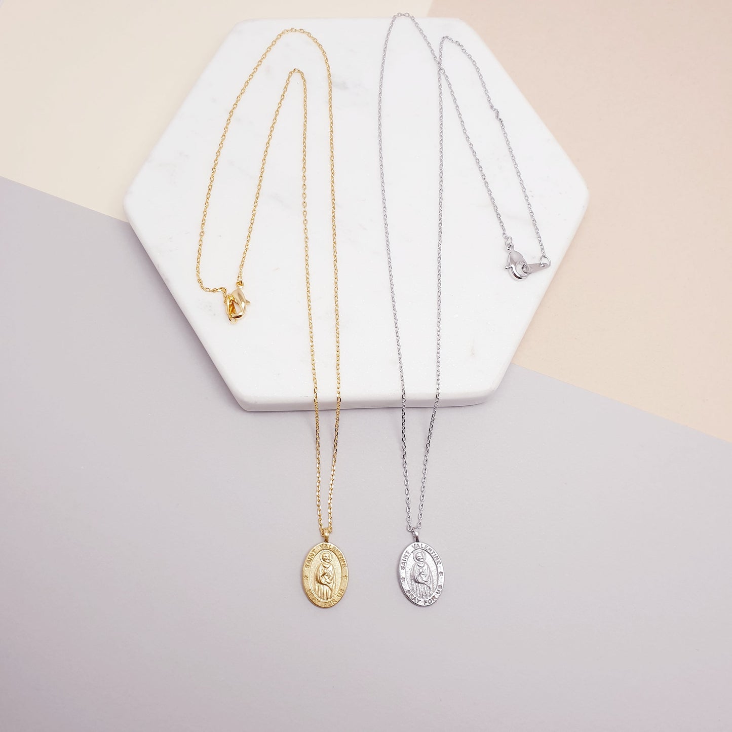 Medallion Pray For Us St Valentine Necklace