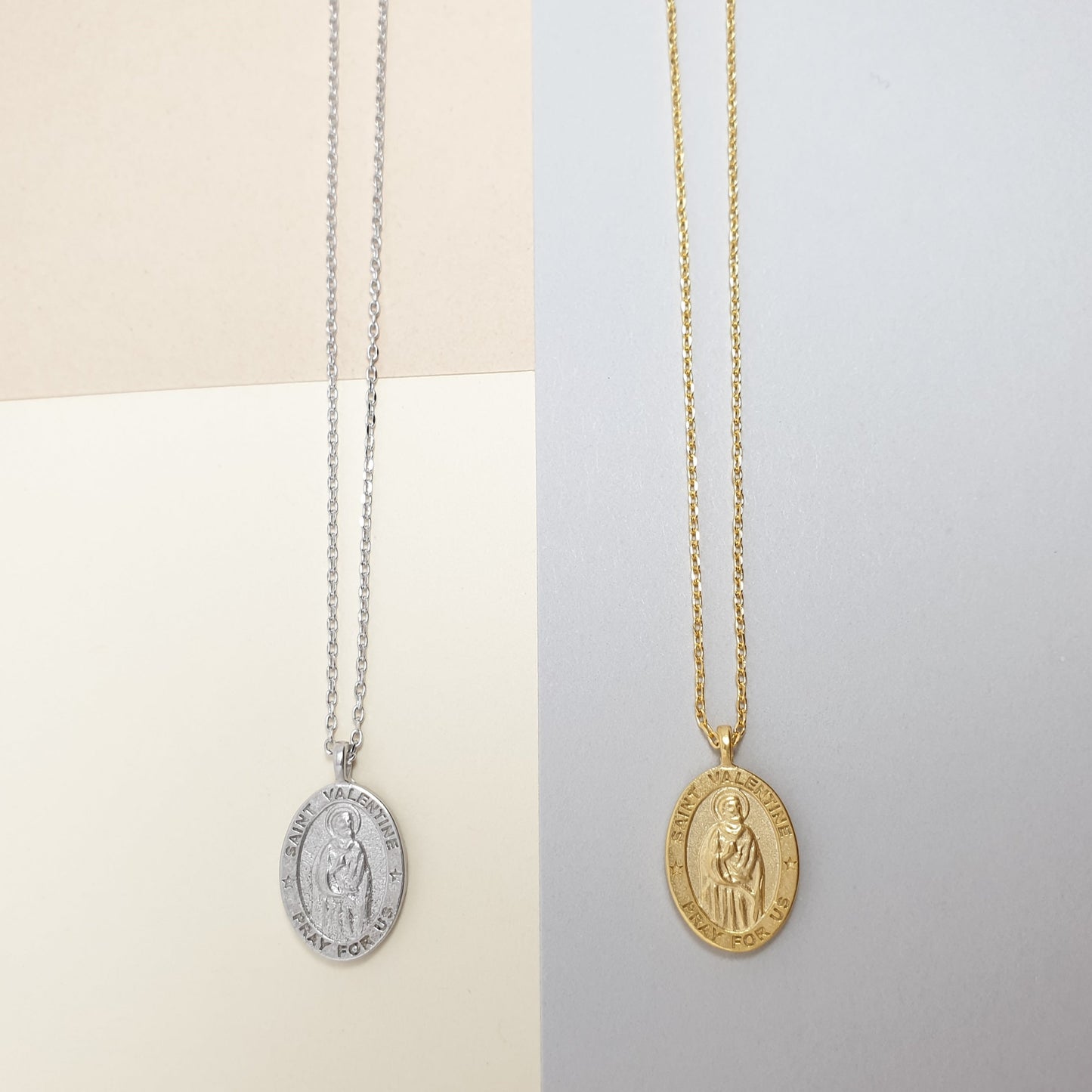 Medallion Pray For Us St Valentine Necklace
