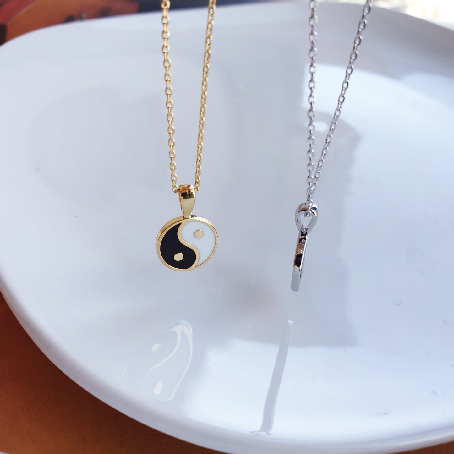 Yin Yang Pendant Black White Necklace