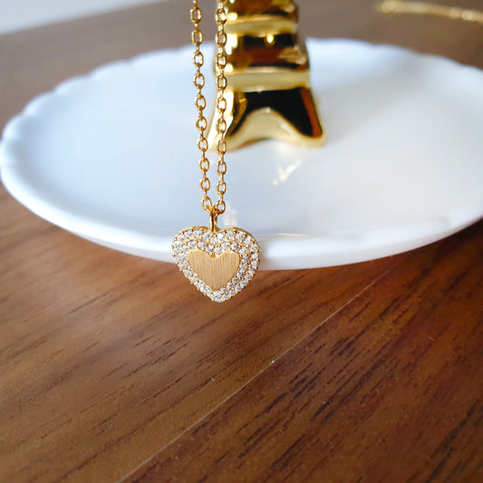 Heart Cubic Zirconia 2 Lines Necklace