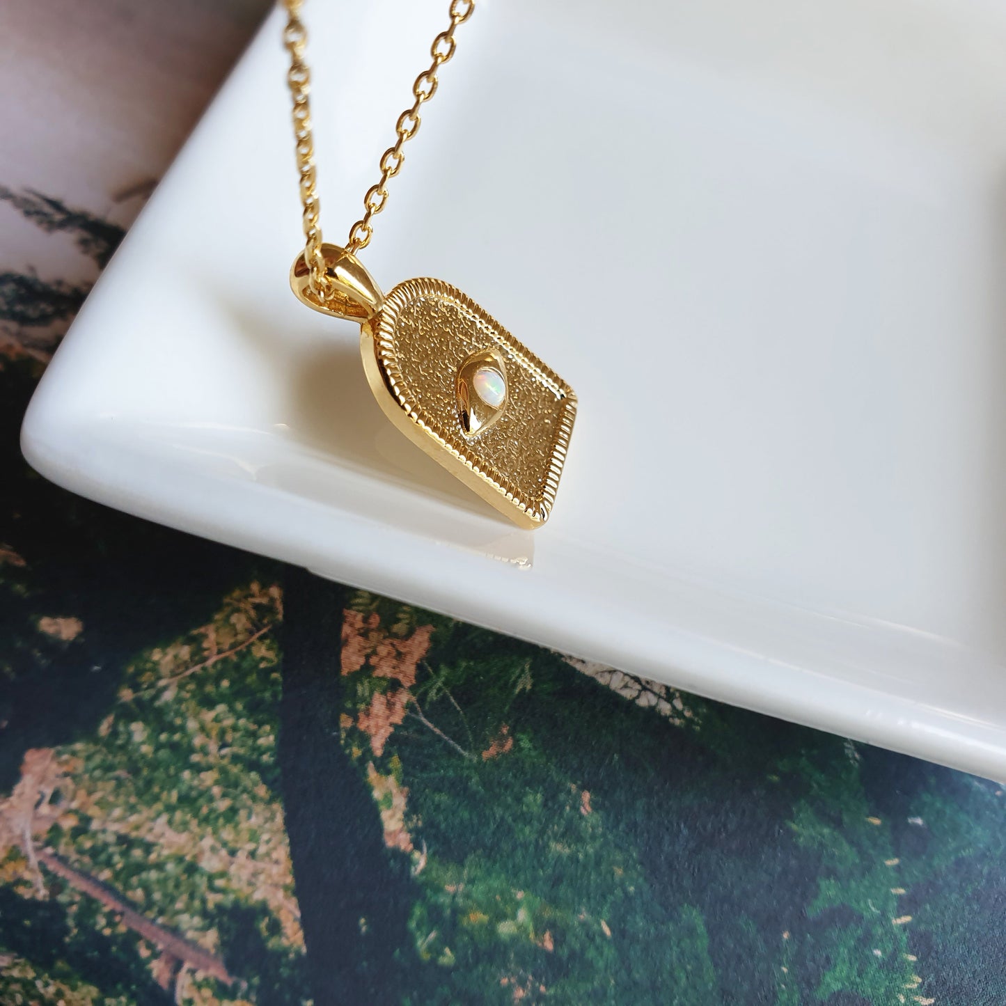 Arch Dorm Hamsa Eye Charm Necklace