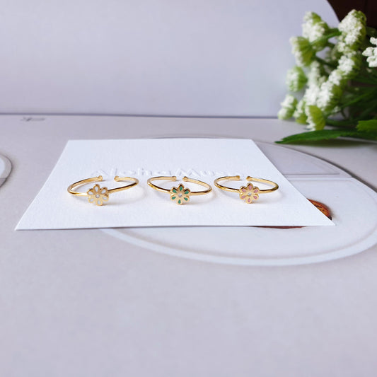 Tiny Color Flower Daisy Cute Ring adjustable