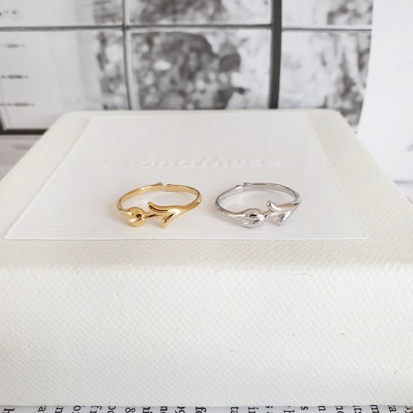 Flower Tulip Rose Adjustable Open Ring