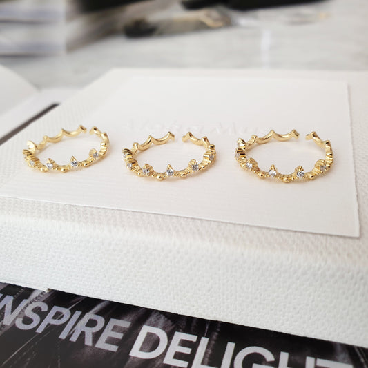 Crown Cubic Zirconia Adjustable Ring