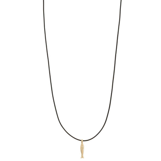 Cord Necklace with Gold Koi Fish Lucky Pendant
