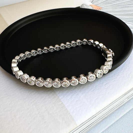 Tennis Bracelet Solid Bezel Cubic Zirconia
