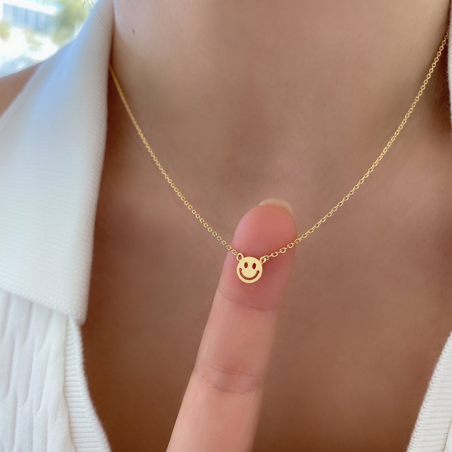 Smiley Face Necklace 18K Gold Dipped Necklace