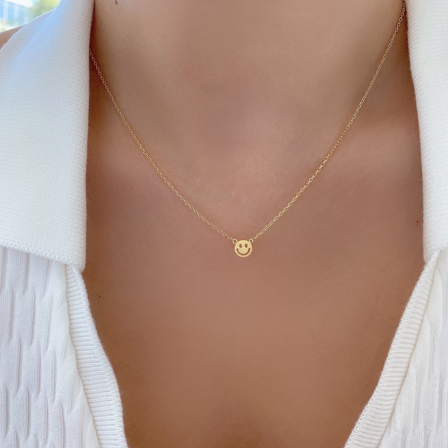 Smiley Face Necklace 18K Gold Dipped Necklace