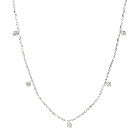 CZ Bezel Station 5 Cubic Zirconia Necklace