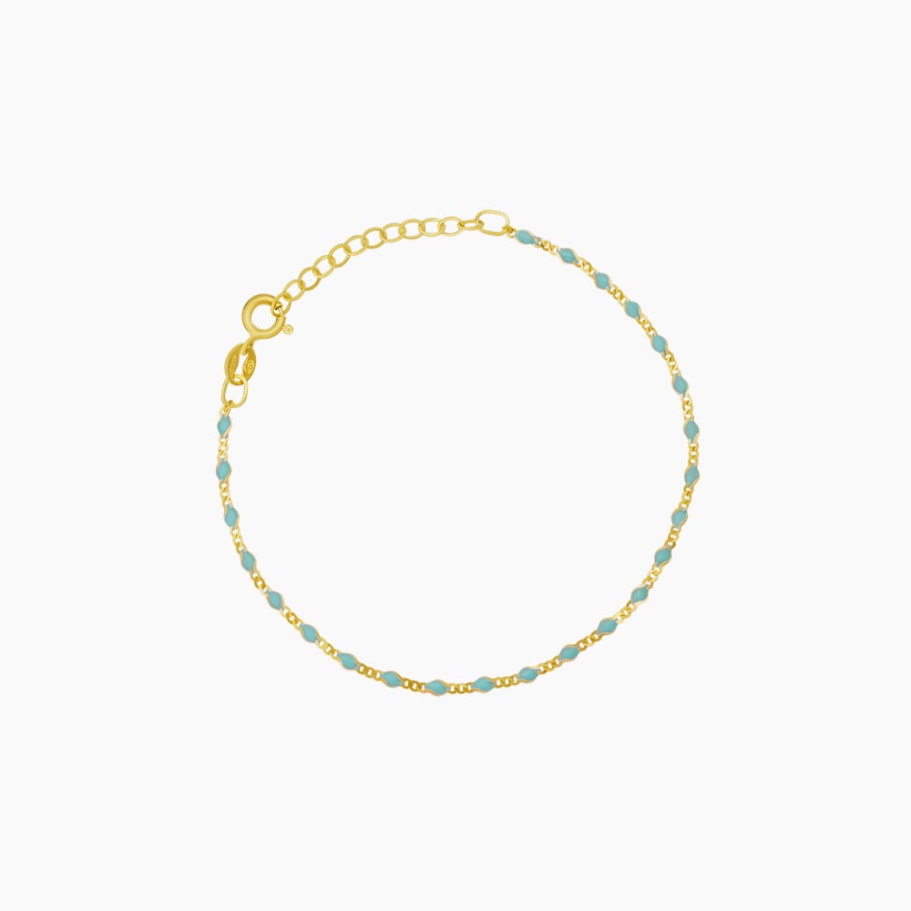 Color Enamel Bead Station Chain Bracelet Solid Silver