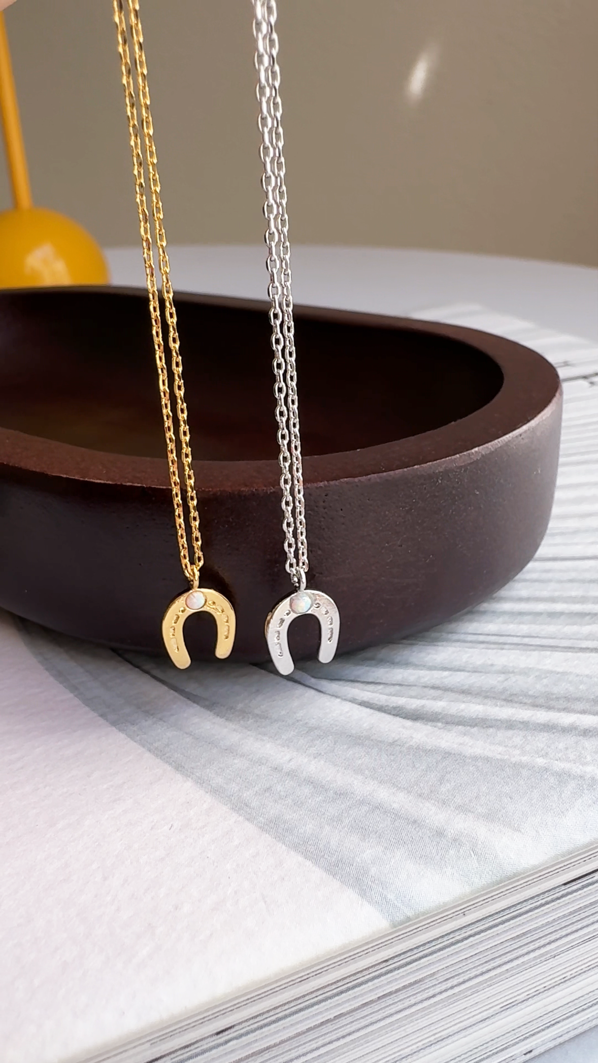 Horseshoe with Opal Stud Necklace