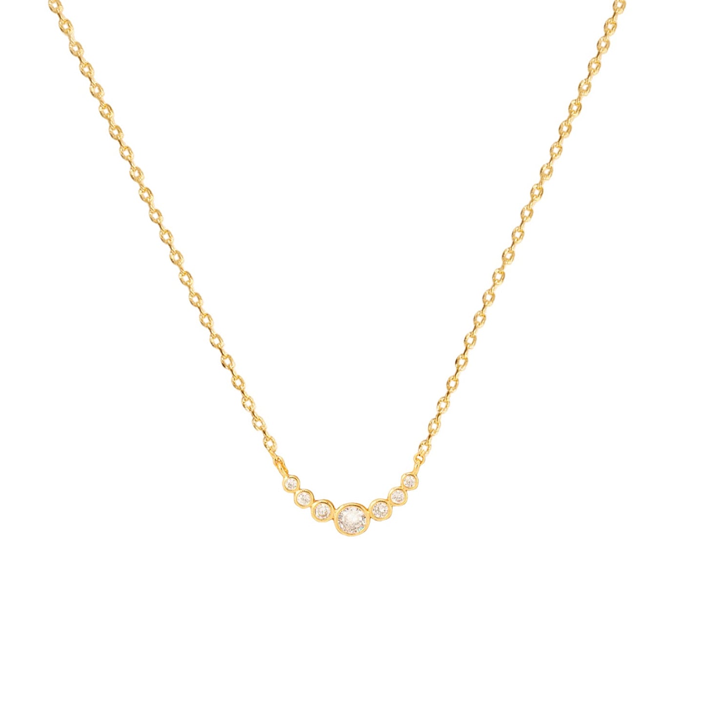 CZ Bezel Curved Bar Pendant Necklace