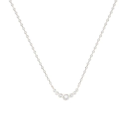 CZ Bezel Curved Bar Pendant Necklace