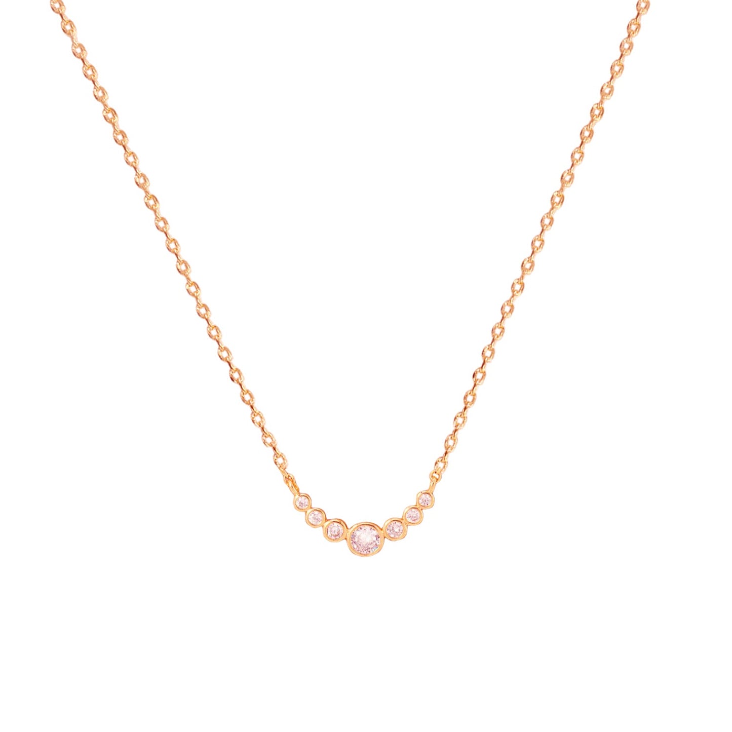 CZ Bezel Curved Bar Pendant Necklace