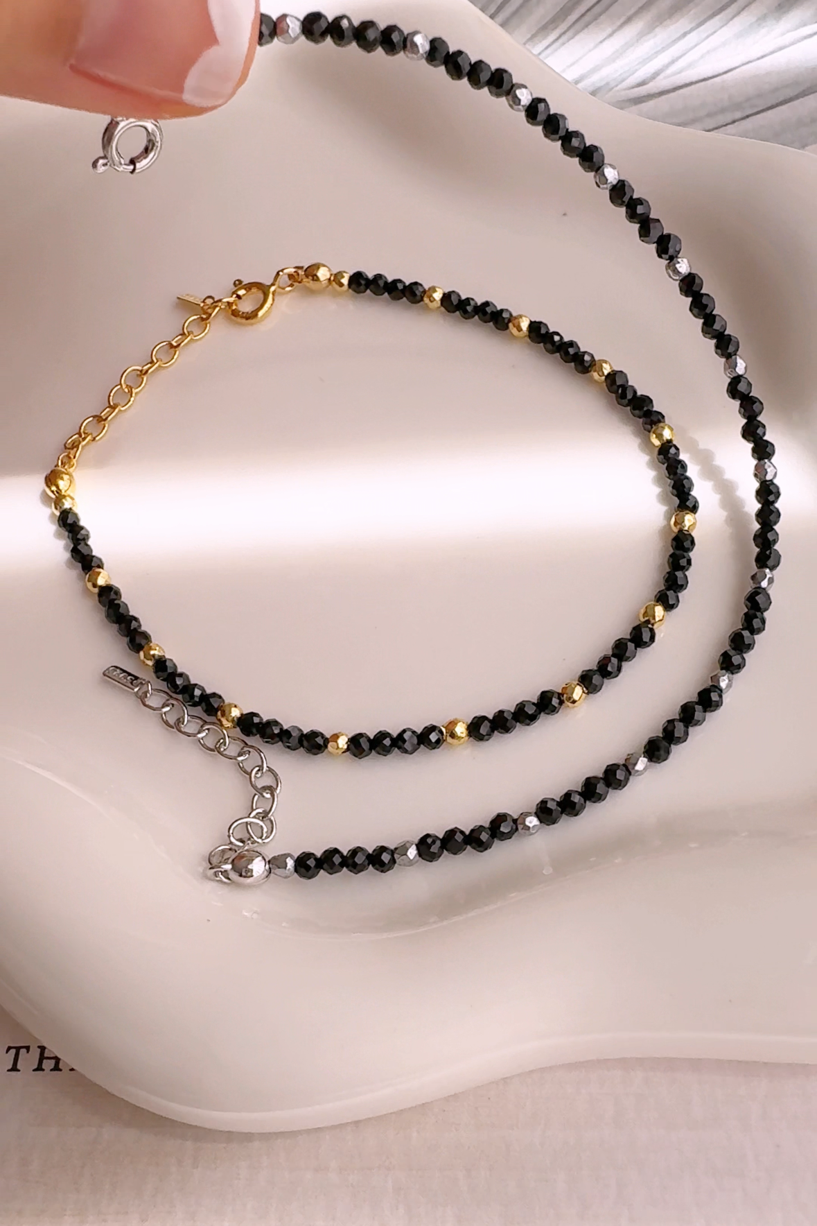 Black Spinel Gemstone Beads Bracelet