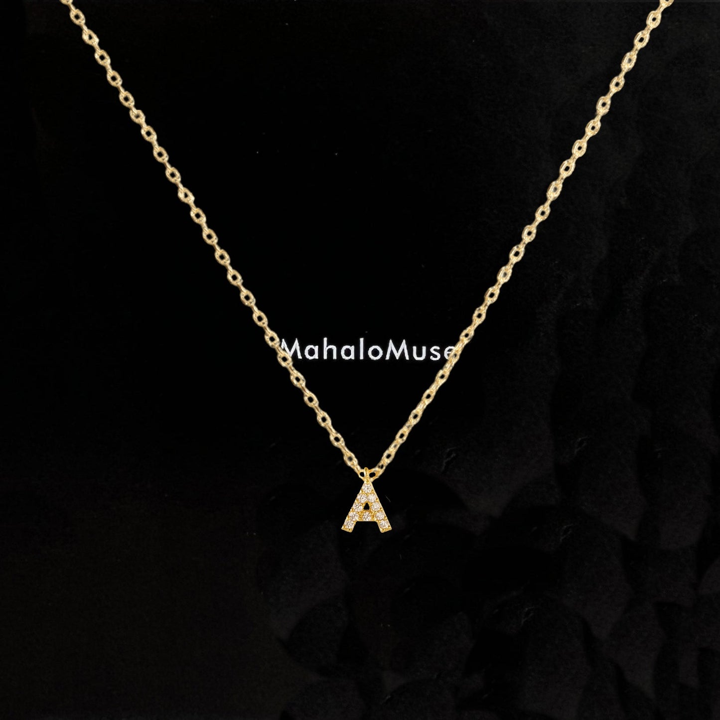 Tiny Initial Cubic Zirconia Pendant Necklace
