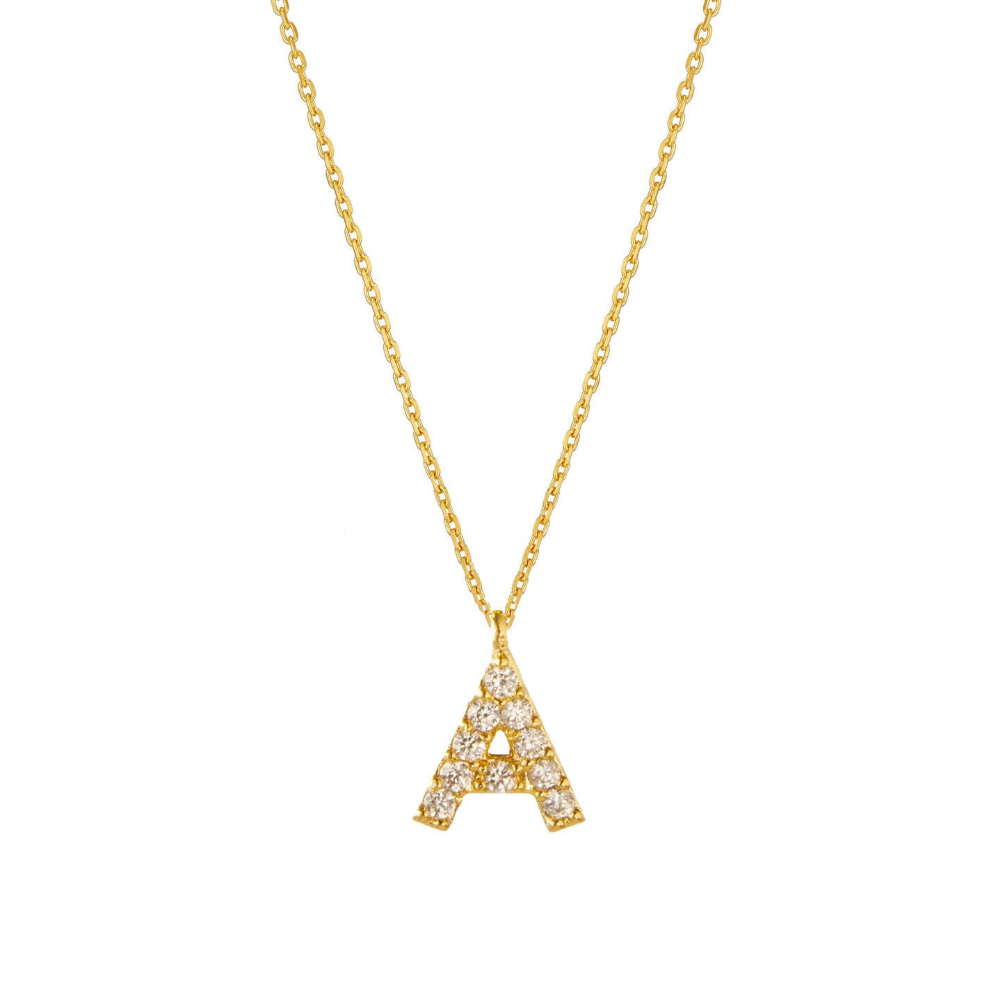 Tiny Initial Cubic Zirconia Pendant Necklace