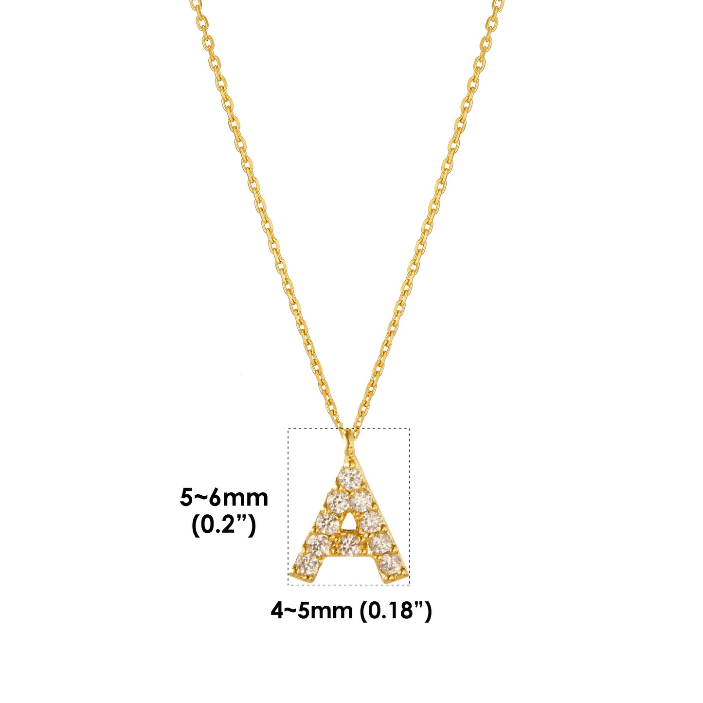 Tiny Initial Cubic Zirconia Pendant Necklace