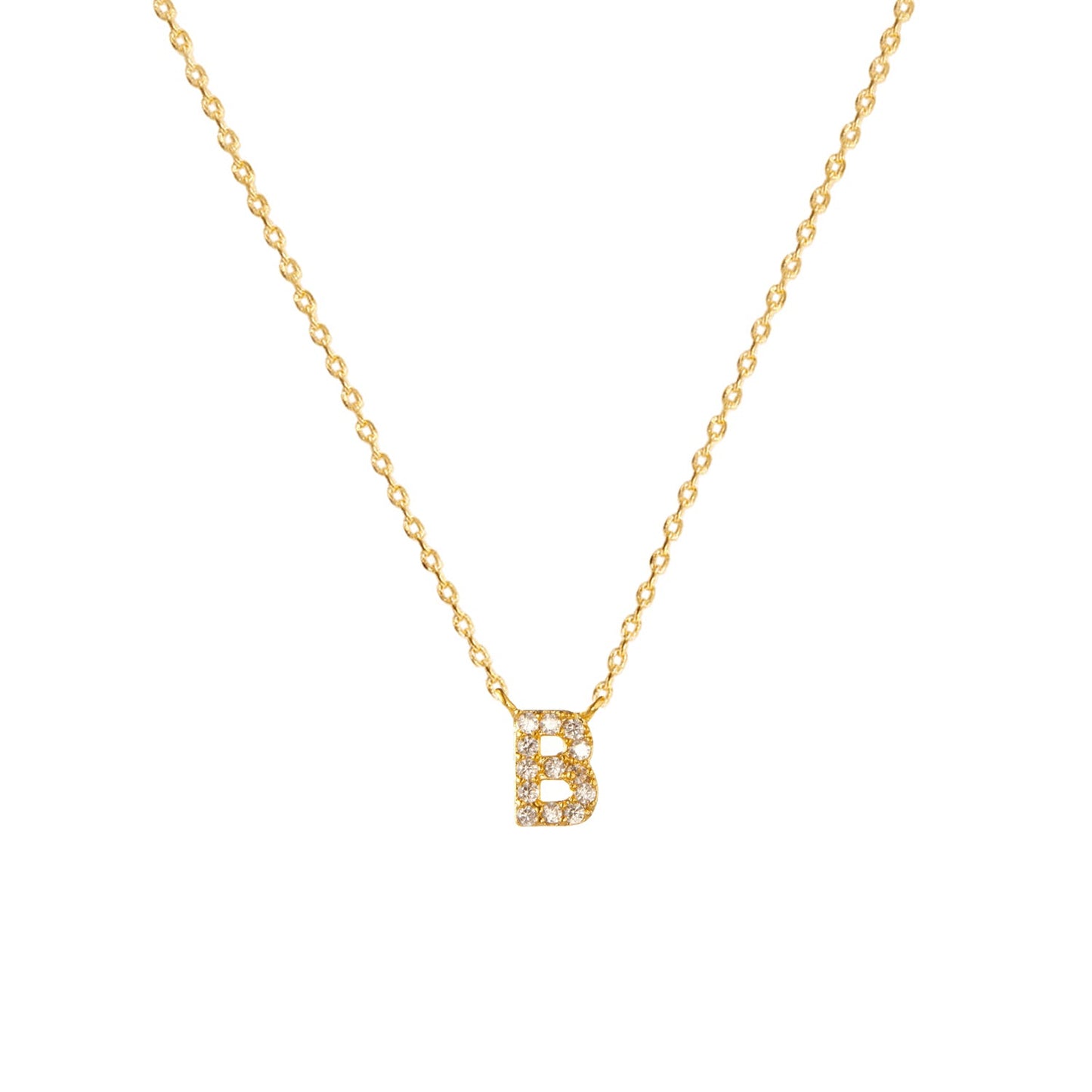 Tiny Initial Cubic Zirconia Pendant Necklace