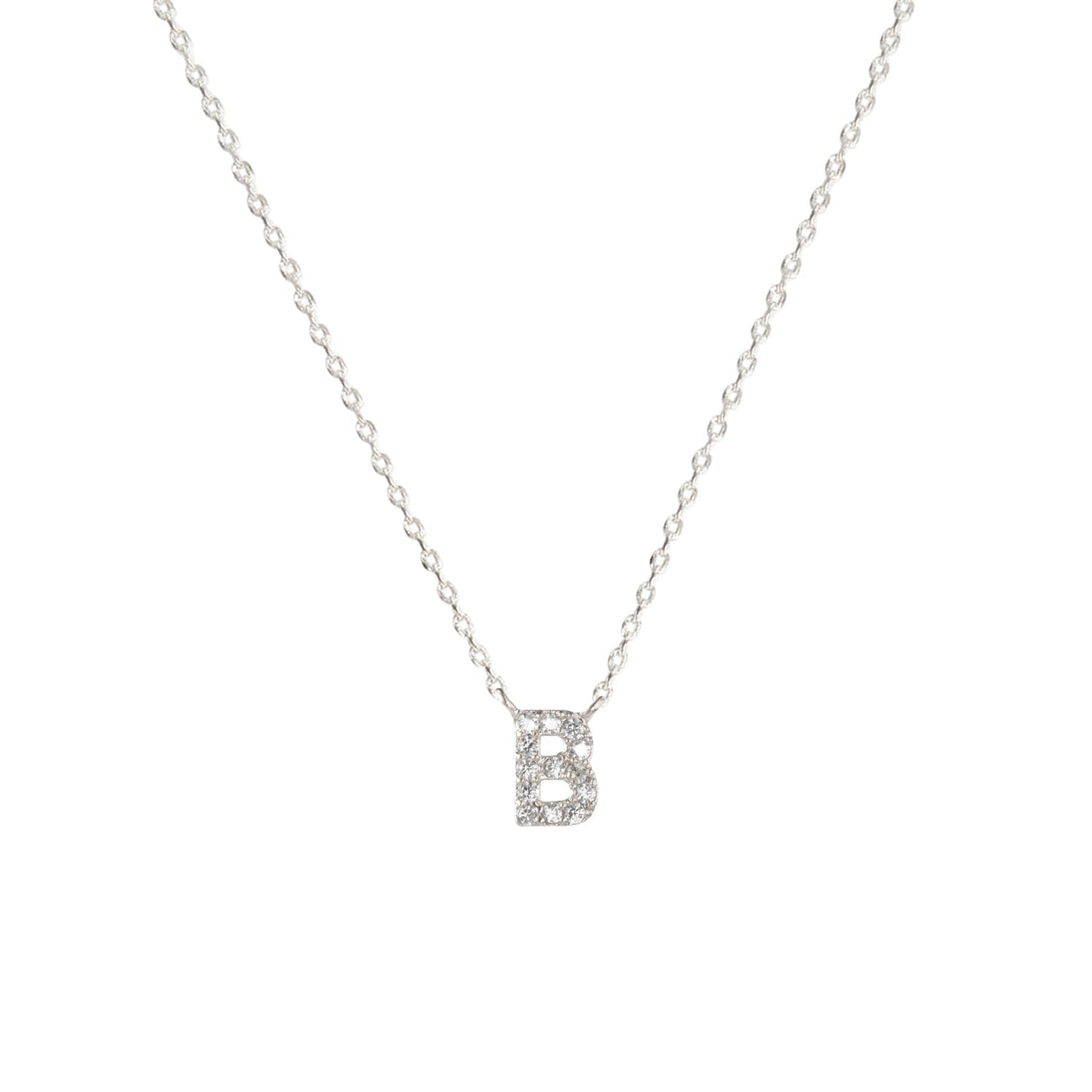 Tiny Initial Cubic Zirconia Pendant Necklace