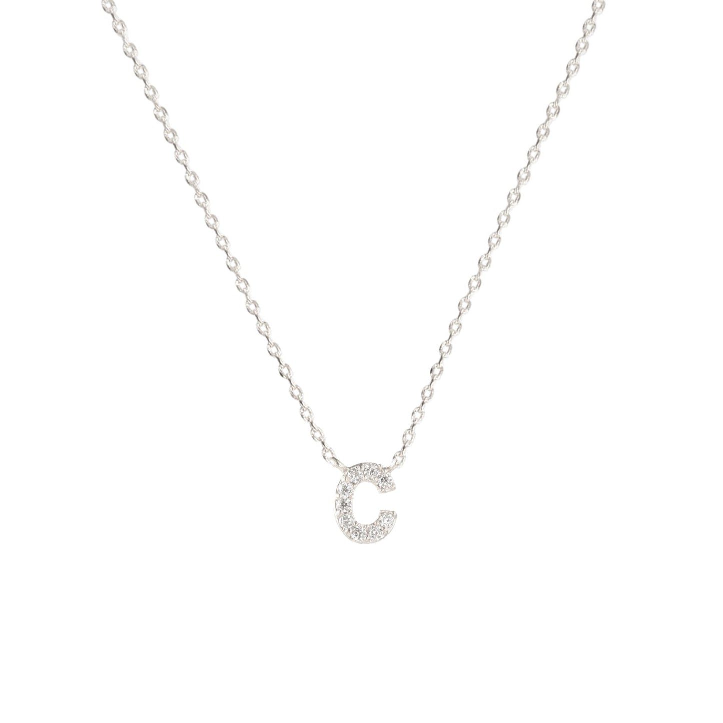 Tiny Initial Cubic Zirconia Pendant Necklace