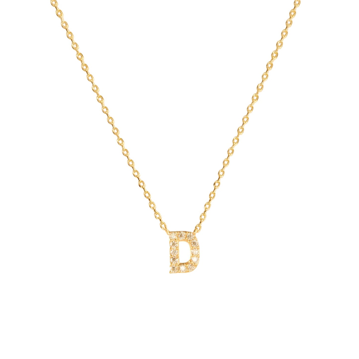 Tiny Initial Cubic Zirconia Pendant Necklace
