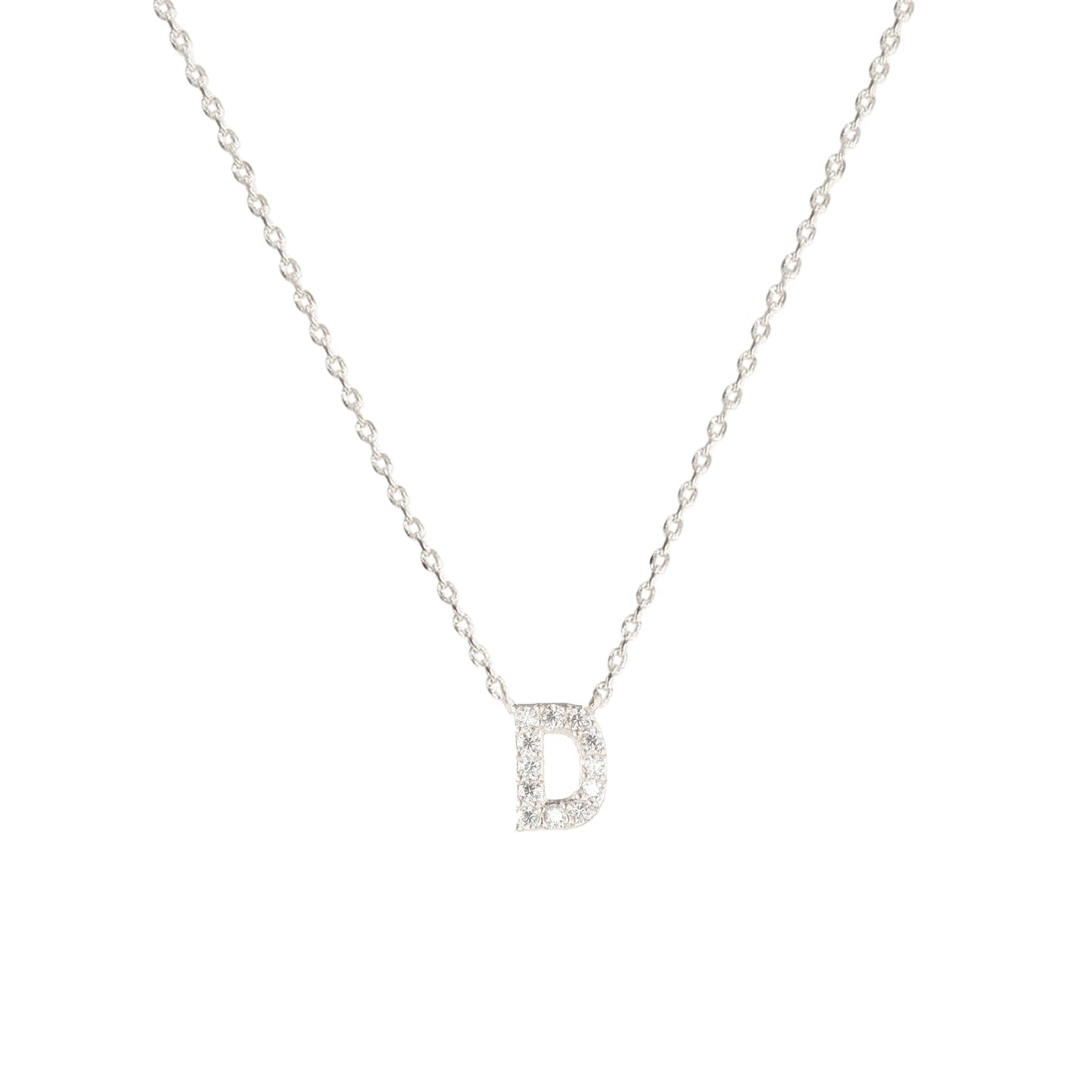 Tiny Initial Cubic Zirconia Pendant Necklace