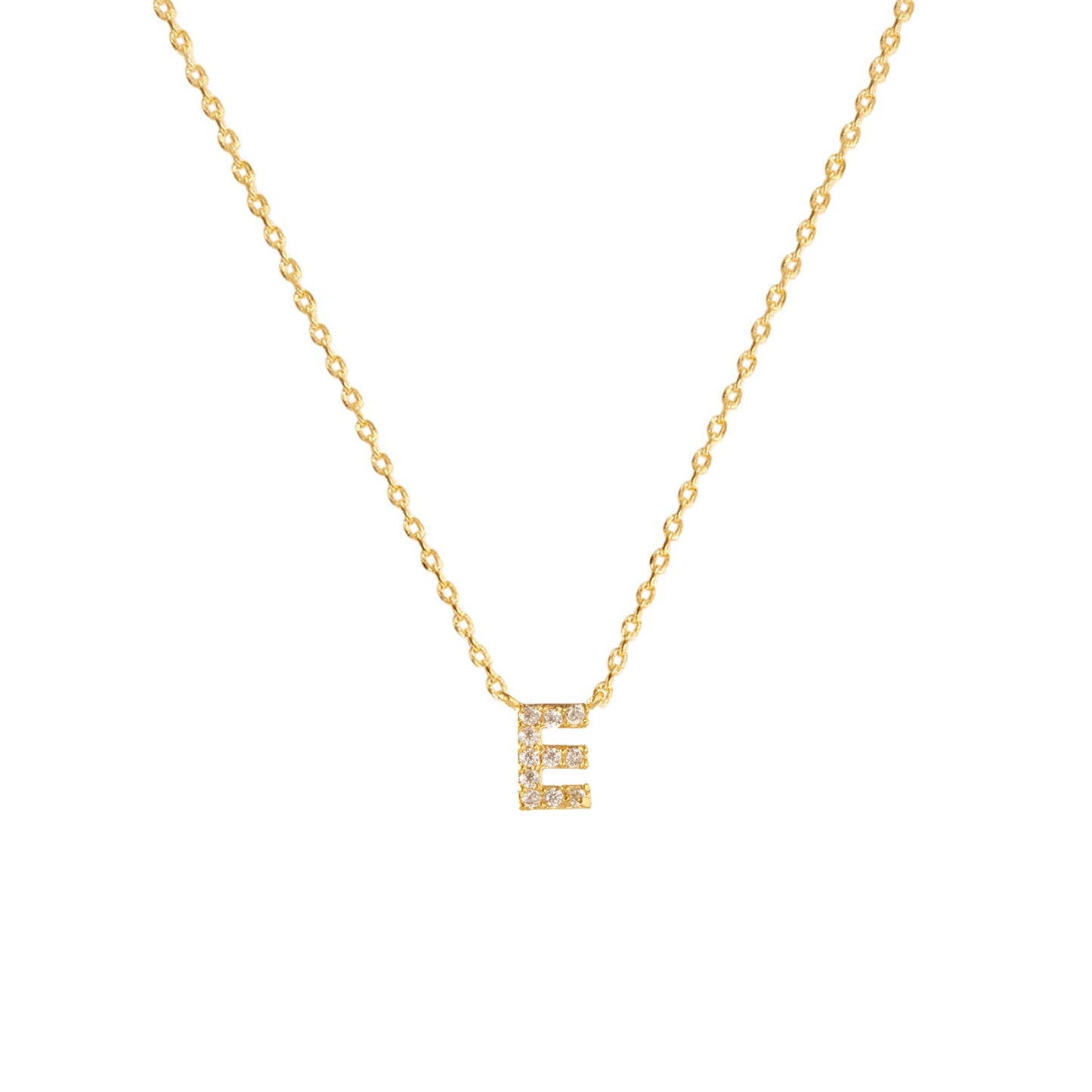 Tiny Initial Cubic Zirconia Pendant Necklace