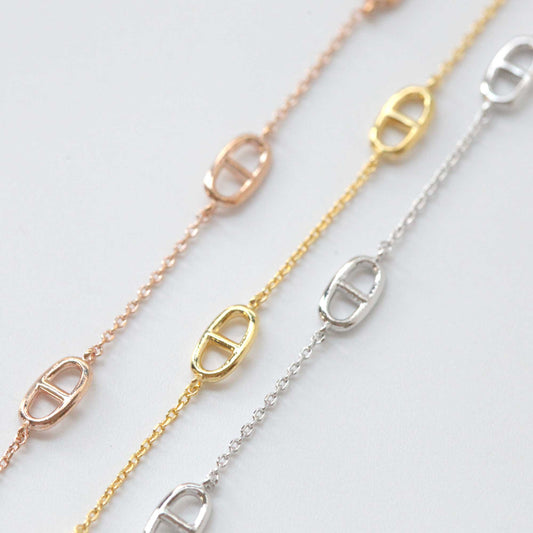 Pig Nose Station Chain Necklace Gold Silver