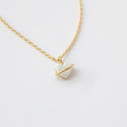 Tiny Opal Stone Heart Belt Necklace