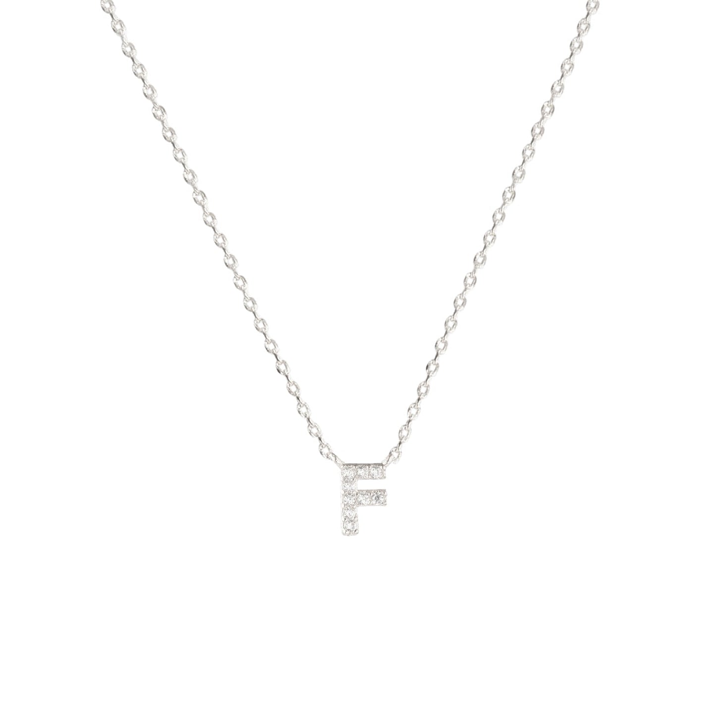 Tiny Initial Cubic Zirconia Pendant Necklace