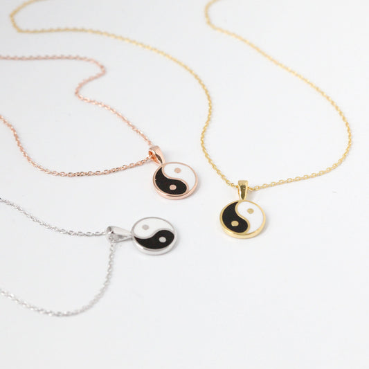 Yin Yang Pendant Black White Necklace