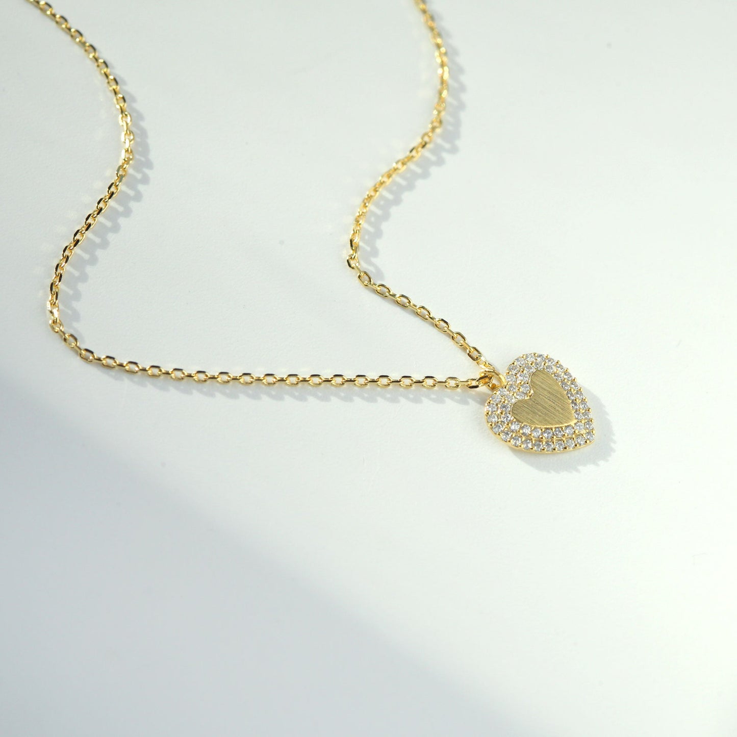 Heart Cubic Zirconia 2 Lines Necklace
