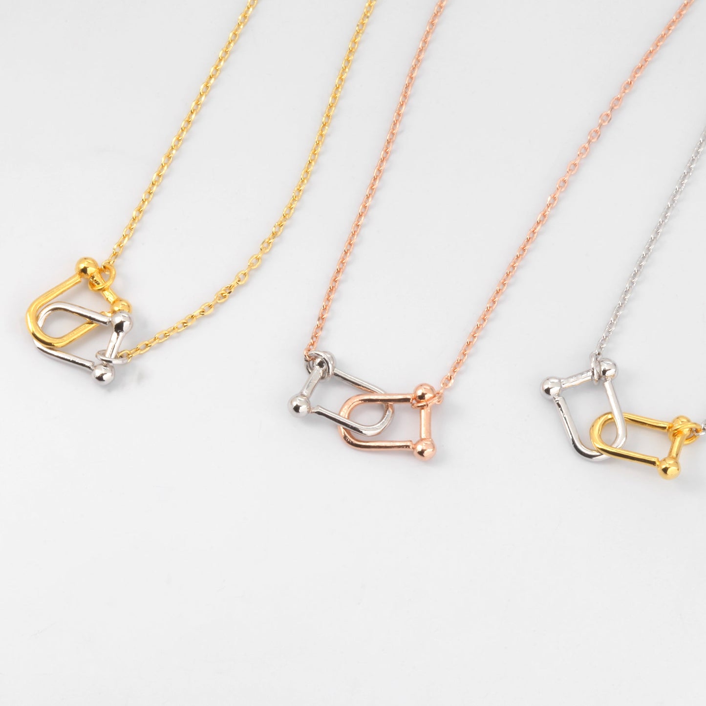U Shape Link Gold Silver 2 Tone Necklace