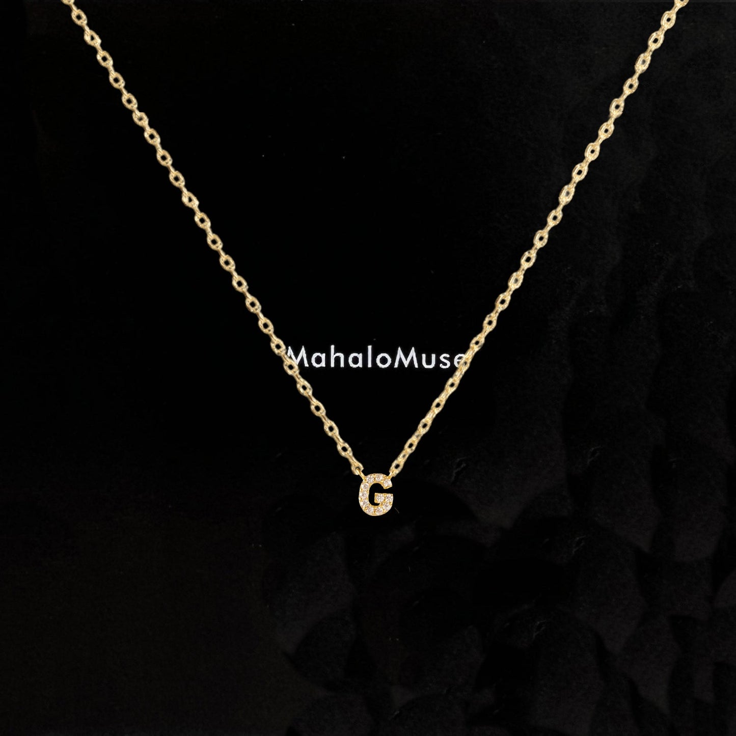 Tiny Initial Cubic Zirconia Pendant Necklace