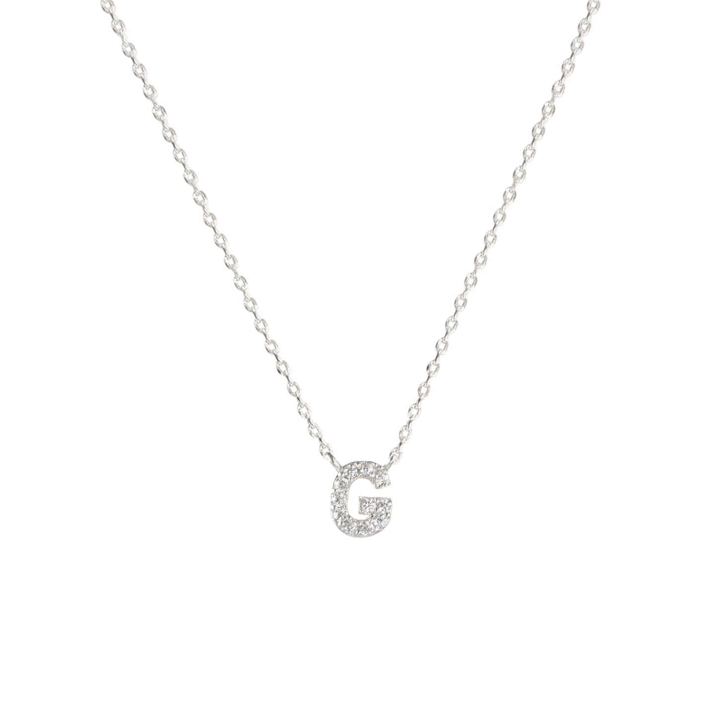 Tiny Initial Cubic Zirconia Pendant Necklace