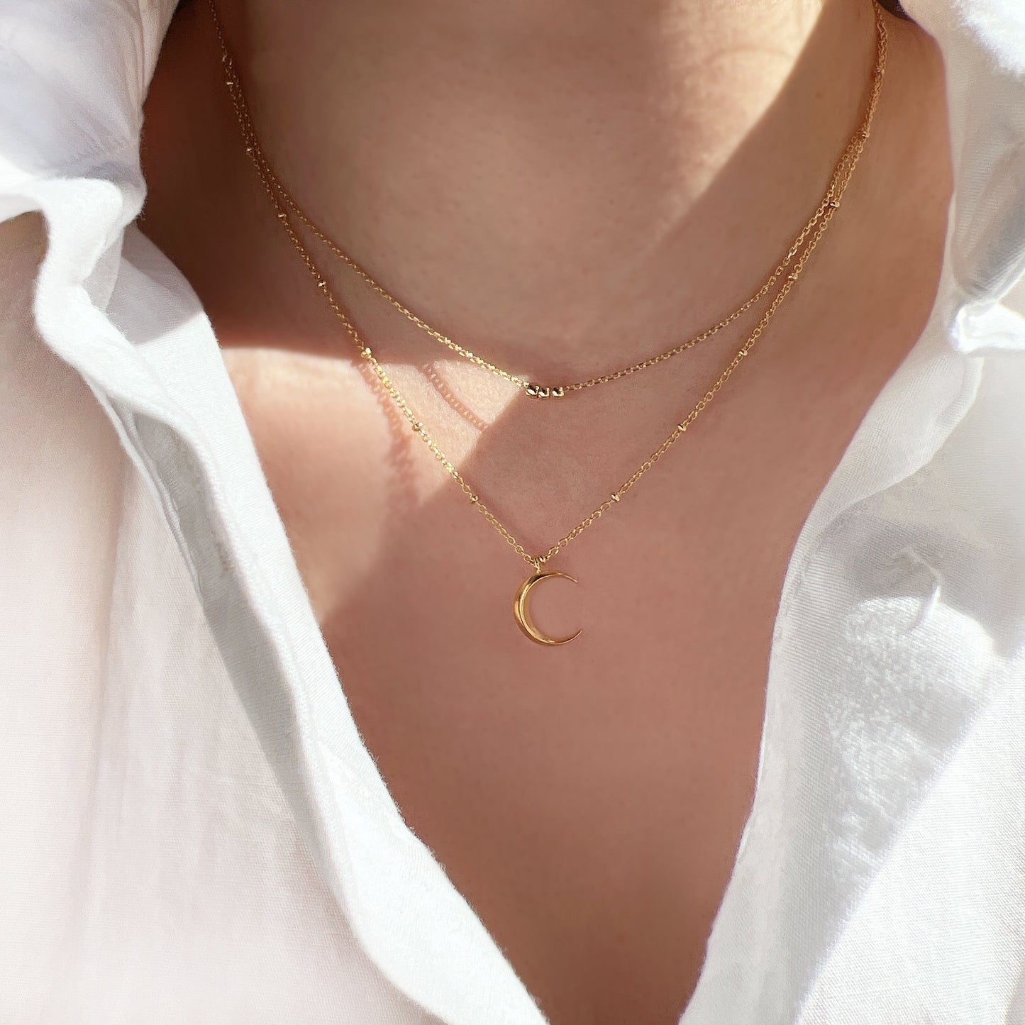 Crescent Moon Layered Set Choker Necklace