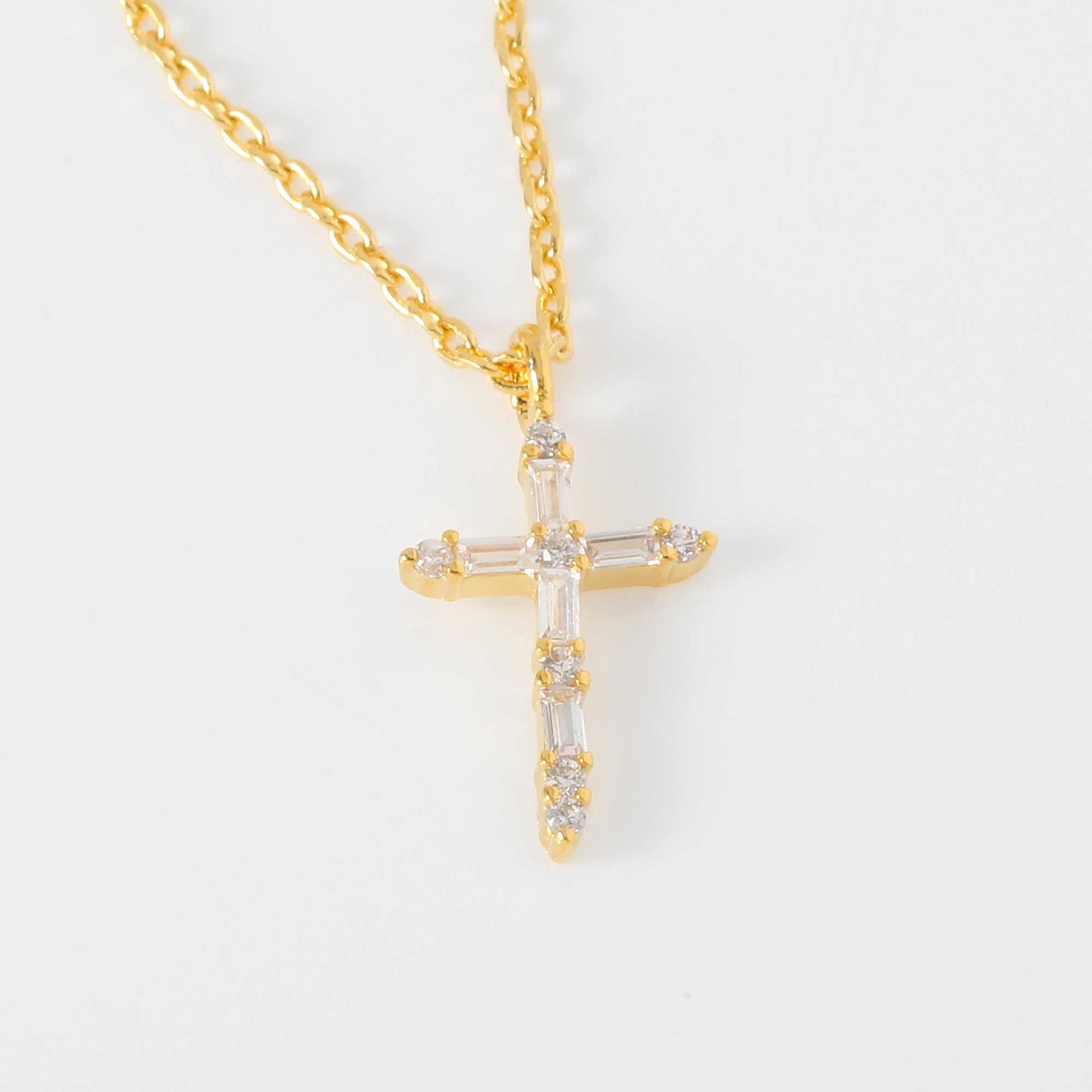 Cross Necklace Mini Cross Cubic Thin Crystal