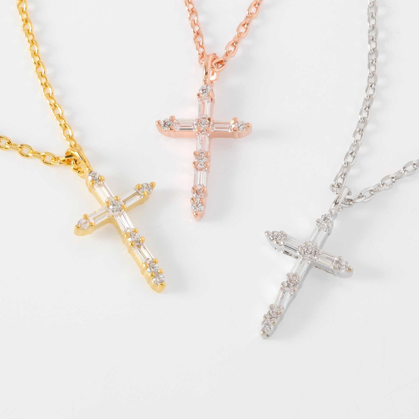 Cross Necklace Mini Cross Cubic Thin Crystal