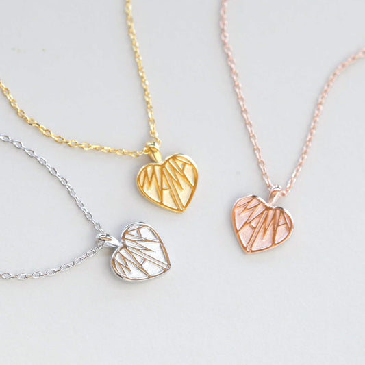 Mama Heart Text Engraved Wrapped Necklace Trendy Mom