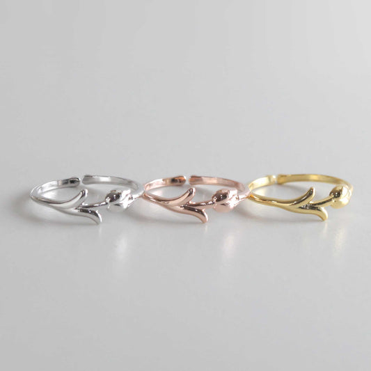 Flower Tulip Rose Adjustable Open Ring